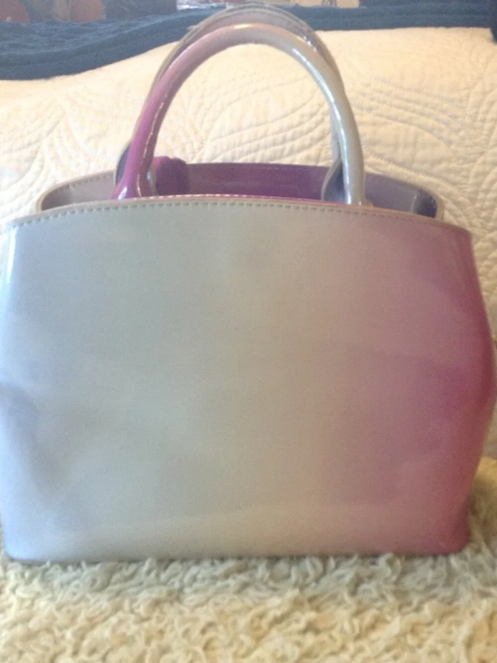 VTG 90's Betsey Johnson Gigi 3 Ombre Patent Satchel Y2K Unique Chic Retro Classy